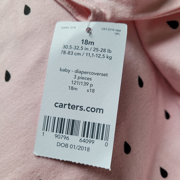 Watermelon 3 PC Ruffled Top Onesie & Short Diaper Cover Set Infant Baby Girl 18m - Picture 7 of 8